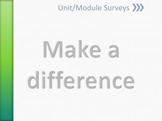 Unit/Module Surveys Make a difference 