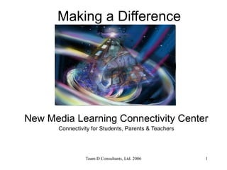 Making a Difference New Media Learning Connectivity Center Connectivity for Students, Parents & Teachers 