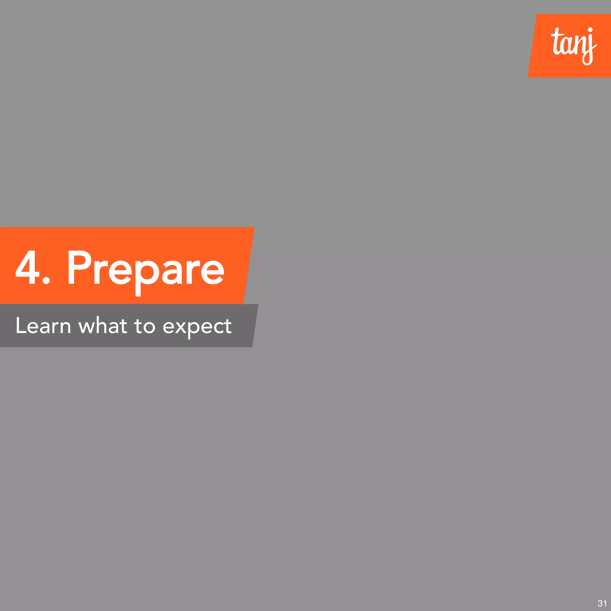 4. Prepare
Learn what to expect
31
 