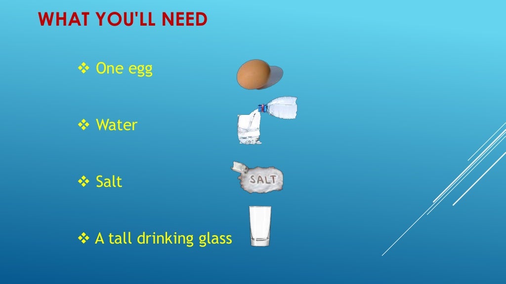 Make an egg float in salt water