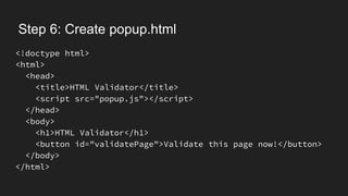 Make an html validator extension | PPT
