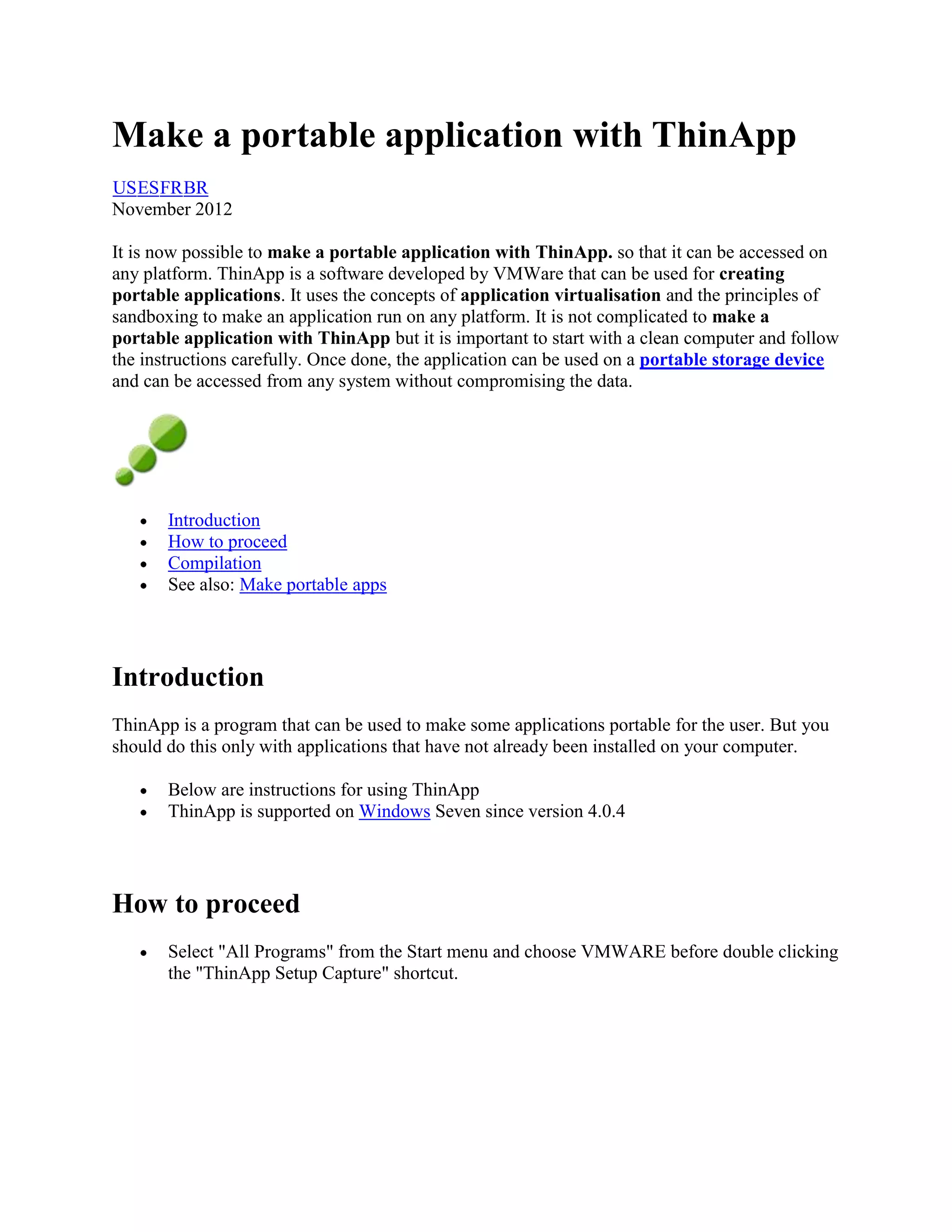 Make a portable application with thin app | PDF