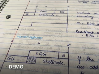 NETSQUARE (c) SAUMIL SHAHhack.lu 2018
DEMO
mprotect egghunter
 