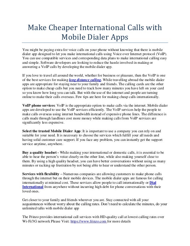Make Cheaper International Calls With Mobile Dialer Apps