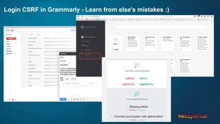 Login CSRF in Grammarly - Learn from else's mistakes :)
 