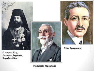 Ο μητροπολίτης
Καστοριάς Γερμανός
Καραβαγγέλης
Ο Ίων Δραγούμης
Ο Λάμπρος Κορομηλάς
ΦΑΤΣΗΑΘΑΝΑΣΙΑΦΙΛΟΛΟΓΟΣ
7
 