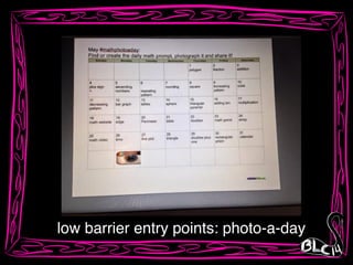 low barrier entry points: photo-a-day
 