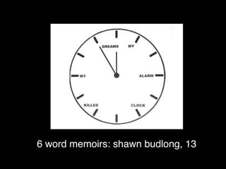 6 word memoirs: shawn budlong, 13
 