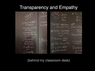 Transparency and Empathy
(behind my classroom desk)
 