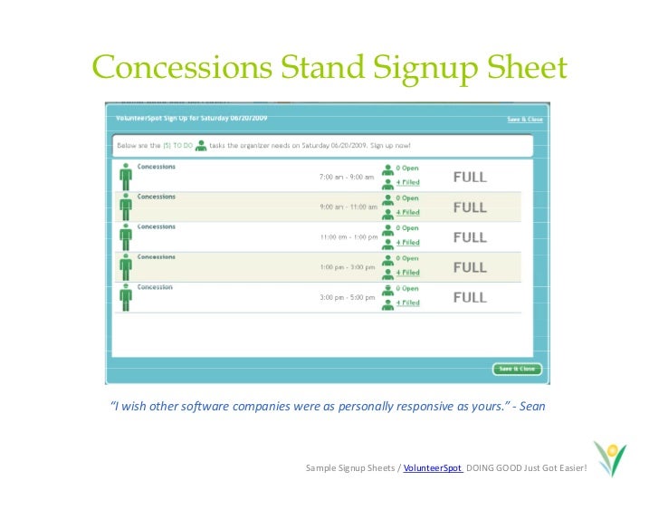 free signup sheets