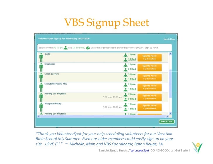 sample volunteer sign up sheet