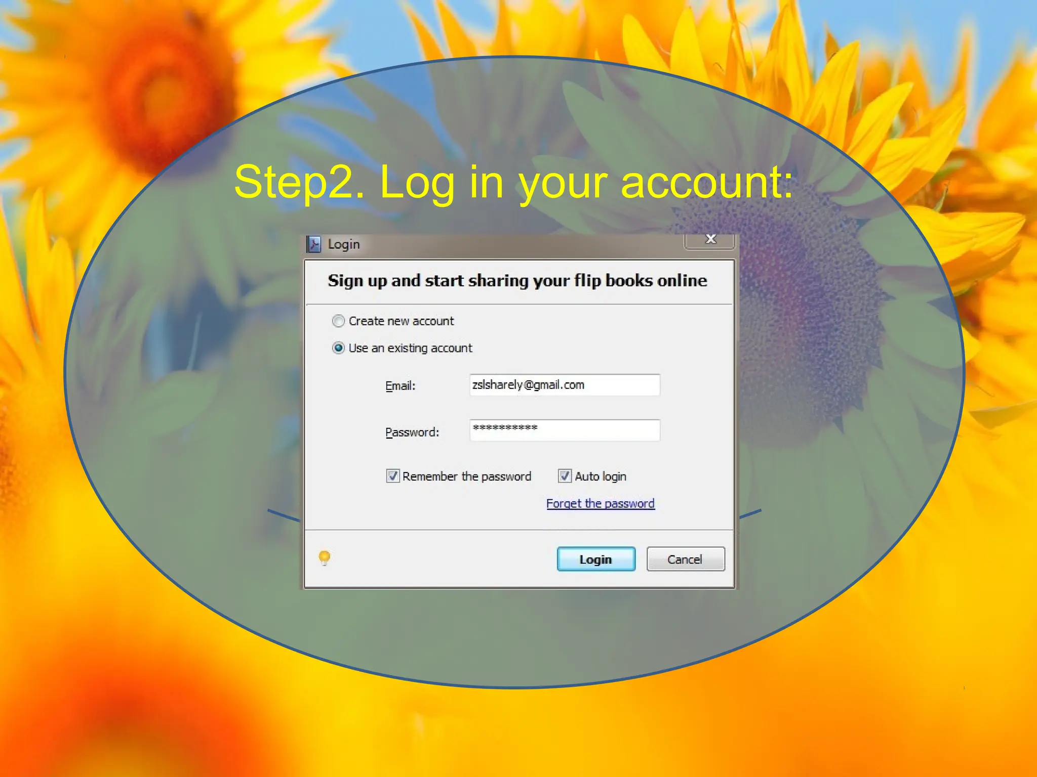 Step2. Log in your account: