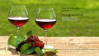 Learn to make grape
wine
Learn to make grape wine
at home.
Pro Guide discount links:
http://bit.ly/1fjDfN2
http://bit.ly/1rihiDk
 