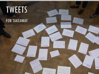 TWEETS

Tweet Floor

• Teppich Bild und jede Menge Tweets
FOR TAKEAWAY

 