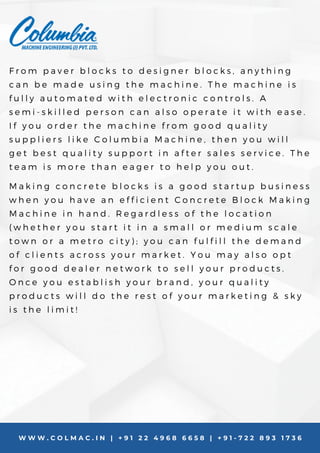 Make in india, build your future by producing concrete block