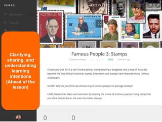 Clarifying,
sharing, and
understanding
learning
intentions
(Ahead of the
lesson)
 