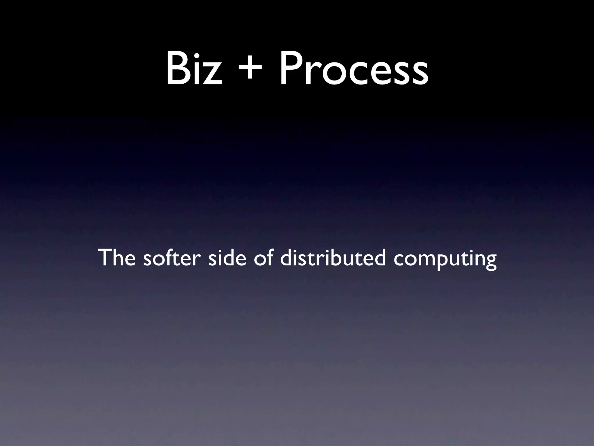 Solve your Core
         Problem

• “Making your own electricity doesn’t create
  better tasting beer”
• Plan to use an end-to-end platform in the
  future (hint: ours!)
 