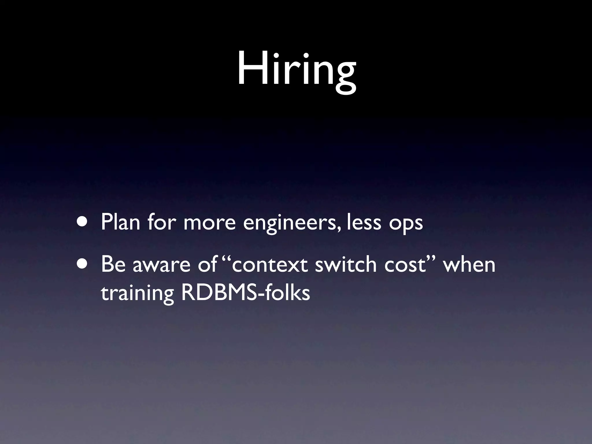 In Summary

• Plan for everything to fail
• Test constantly in production
• Systems Software requires Computer
  Science
• Don’t build it if you don’t have to
 
