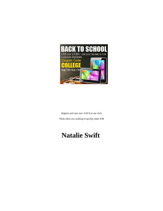 Register and earn now 0.02 $ in one click

Think when you walking to quickly make JOB




  Natalie Swift
 
