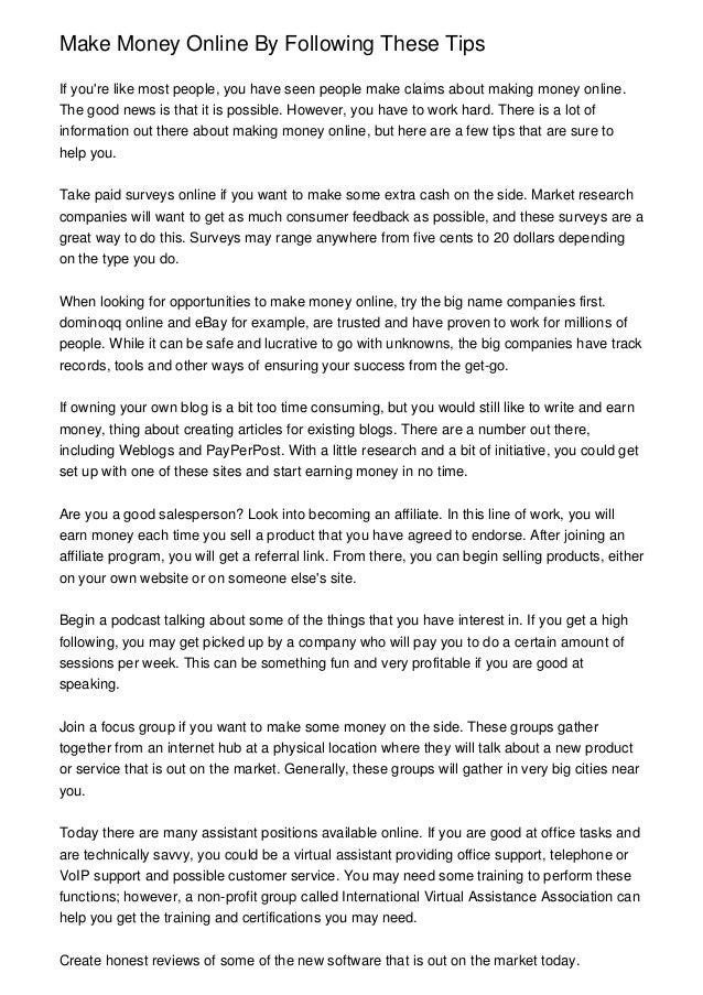 Make Money Online By Following These Tips - 