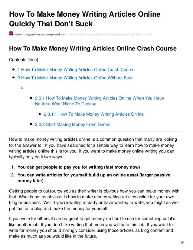 how to earn money by writing articles online in india
