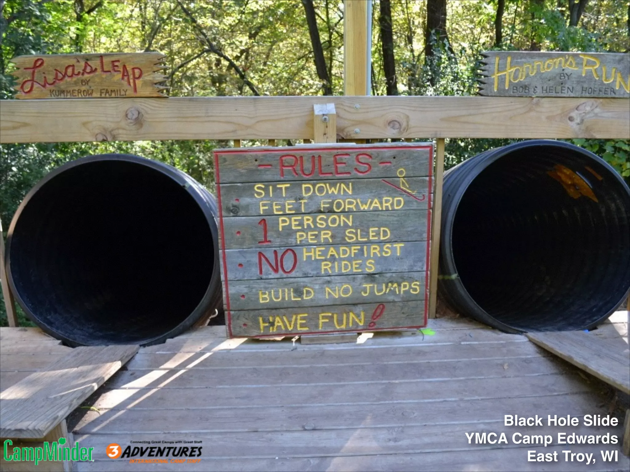Black Hole Slide!
YMCA Camp Edwards!
East Troy, WI

 