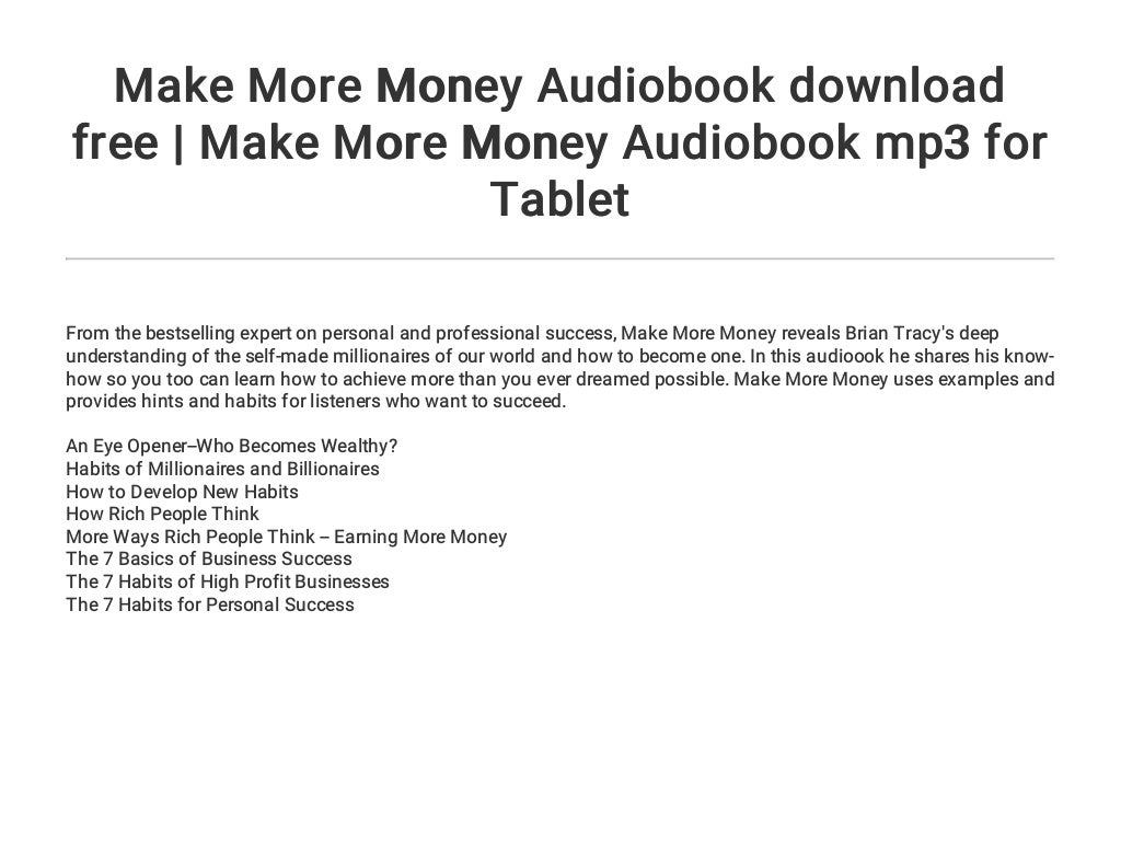 Make More Money Audiobook download free | Make More Money Audiobook m…