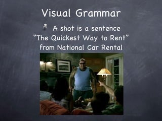 Visual Grammar A shot is a sentence The Quickest Way to Rent from National Car Rental 