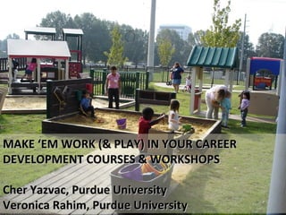 MAKE ‘EM WORK (& PLAY) IN YOUR CAREER DEVELOPMENT COURSES & WORKSHOPS Cher Yazvac, Purdue University Veronica Rahim, Purdue University 