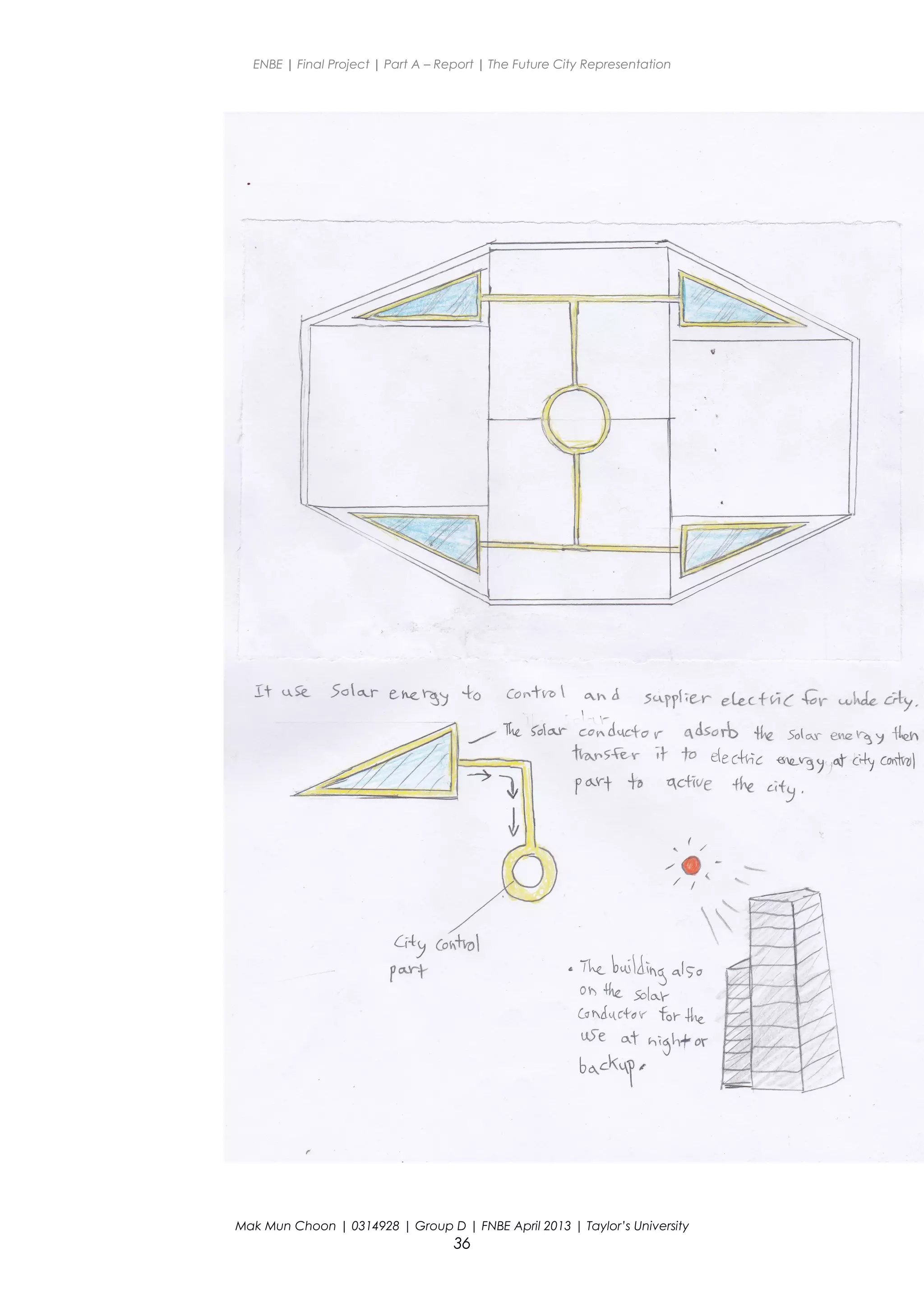 ENBE | Final Project | Part A – Report | The Future City Representation
Mak Mun Choon | 0314928 | Group D | FNBE April 2013 | Taylor’s University
36
 