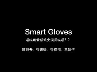 Smart Gloves
喵喵可愛貓娘⼥女僕⾧長喵喵？？
陳麒升、張書鳴、張楹翔、⺩王毓愷
 