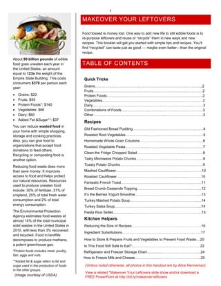 Left Overs Chart.pdf Makeover Your Leftovers Tips and Recipes | PDF
