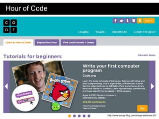 Hour of Code

Picture by Eric Langhorst - 2014

http://www.ansys-blog.com/ansys-webinars-24/

 
