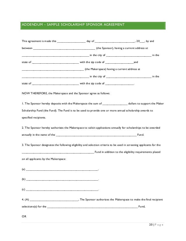 sponsorship agreement template