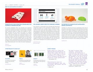 3DLT
• Protect Your Ideas
Use platforms that are dedicated to IP-protected
processes like API Commons to safely share work
and get feedback without having to understand all of
the intricacies of copyright protections.
• Outsource Answers
Tap into the larger community to get faster, less
bureaucratic responses to your IP issues and
challenges to free the creation process from question
• Stream Securely
Take advantage of marketplaces like 3DLT, which
ensure that your designs are properly protected from
mass duplication.
“We need hybrid IP models which
allow developers to both share
tools and generate income.”
— Seth Hunter. Research Scientist, Intel Labs
An emerging set of platforms and services are making
it easier for designers and inventors to navigate the
complex landscape of copyright. These new tools allow
makers to focus on their craft without having to worry
about losing ownership of their ideas or infringing upon
the intellectual property of others.
28#MakersManual
 