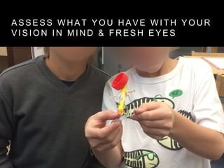 A S S E S S W H A T Y O U H A V E W I T H Y O U R
V I S I O N I N M I N D & F R E S H E Y E S
 
