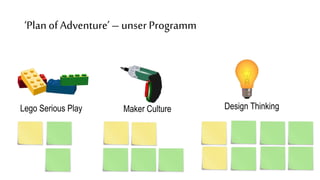 ‘Planof Adventure’–unserProgramm
Lego Serious Play Maker Culture Design Thinking
 