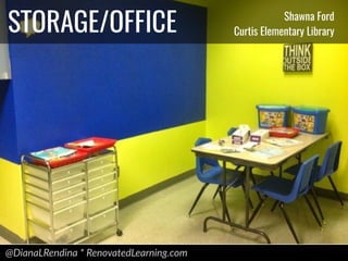 @DianaLRendina * RenovatedLearning.com
STORAGE/OFFICE Shawna Ford
Curtis Elementary Library
 