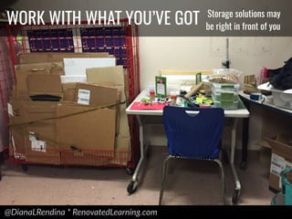 @DianaLRendina * RenovatedLearning.com
WORK WITH WHAT YOU’VE GOT Storage solutions may
be right in front of you
 
