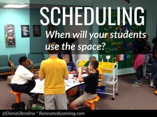 @DianaLRendina * RenovatedLearning.com
SCHEDULING
When will your students
use the space?
 
