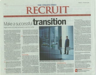 Makes a Successful Transition - ST Recruit 15 August 2014