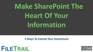 Make SharePoint The
Heart Of Your
Information
3 Ways To Extend Your Investment

 