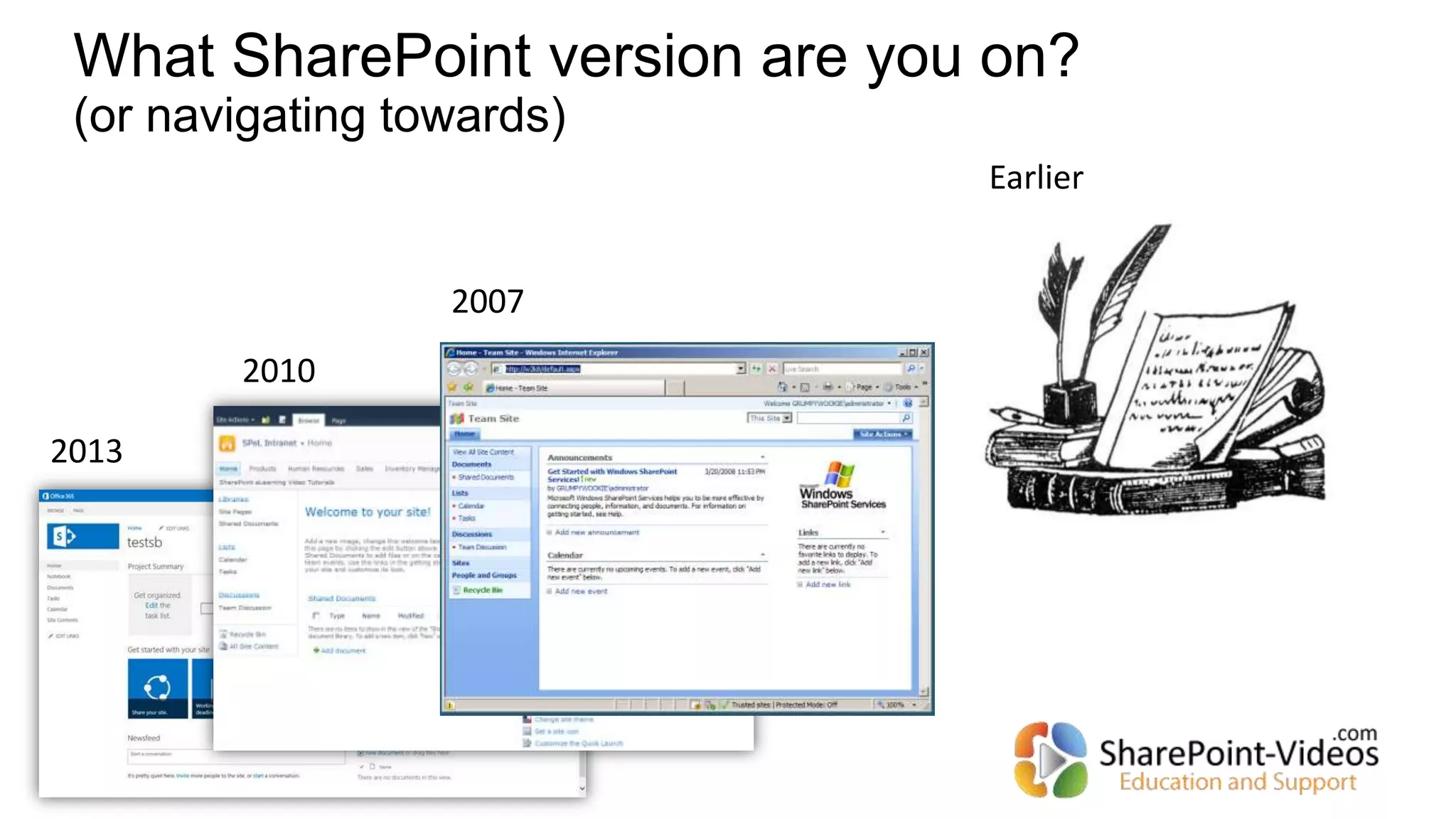 What SharePoint version are you on?
(or navigating towards)
2013
2010
2007
Earlier
 