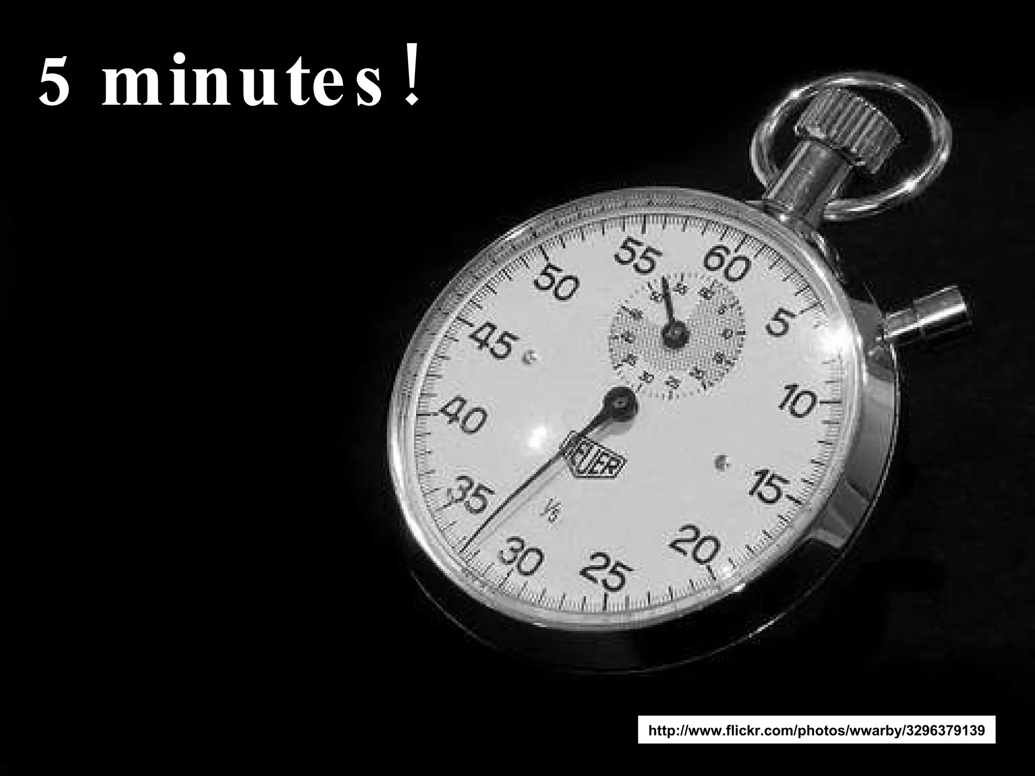 5 minutes! http://www.flickr.com/photos/wwarby/3296379139 