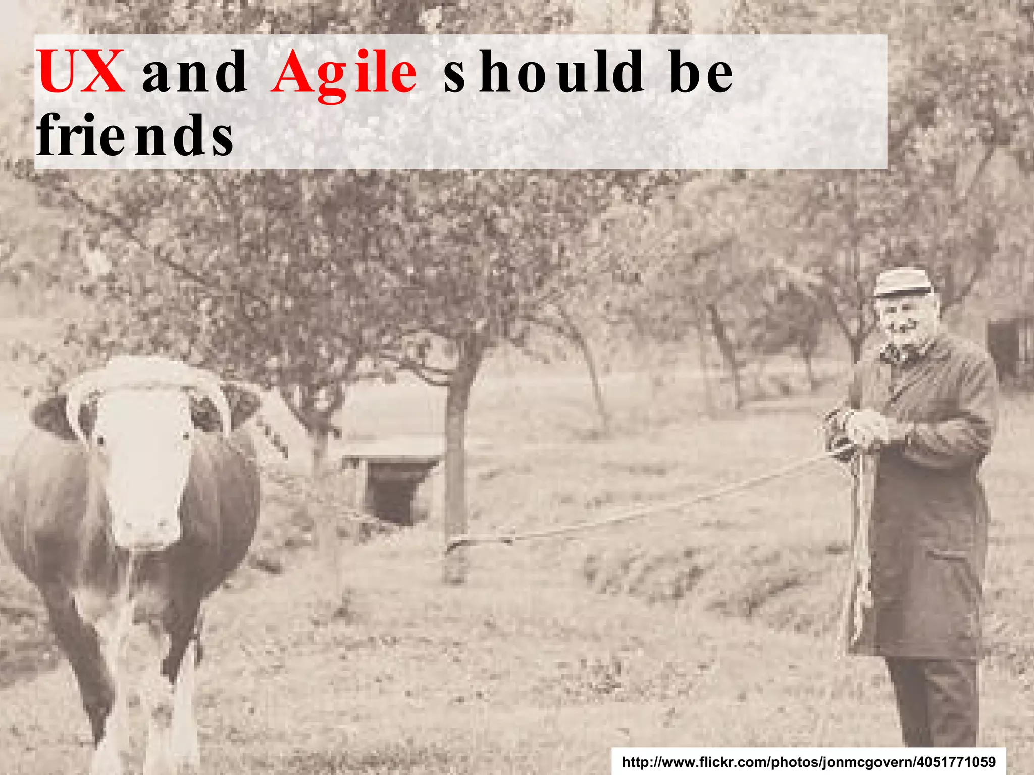 UX  and  Agile  should be friends http://www.flickr.com/photos/jonmcgovern/4051771059 