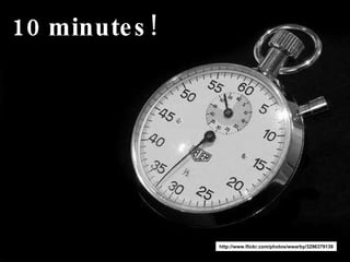 10 minutes! http://www.flickr.com/photos/wwarby/3296379139 