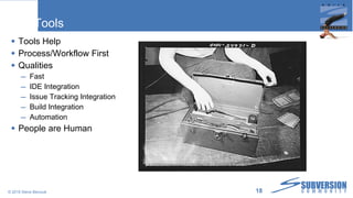 Tools Tools Help Process/Workflow First Qualities Fast IDE Integration Issue Tracking Integration Build Integration Automation People are Human © 2010 Steve Berczuk  