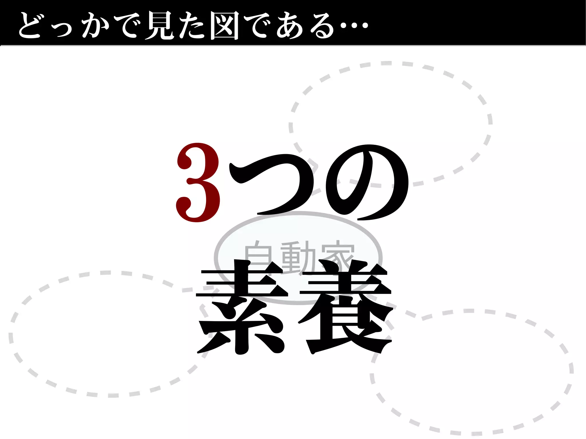 どっかで見た図である…
自動家
3つの
素養
 