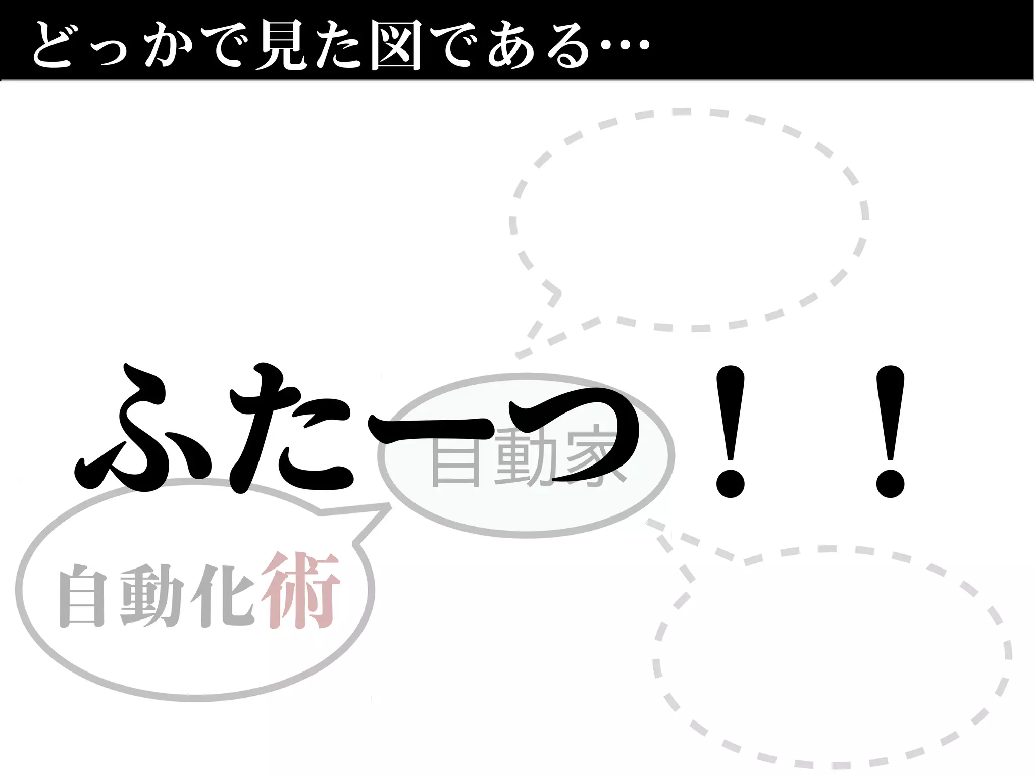 どっかで見た図である…
自動家
自動化術
ふたーつ！！
 