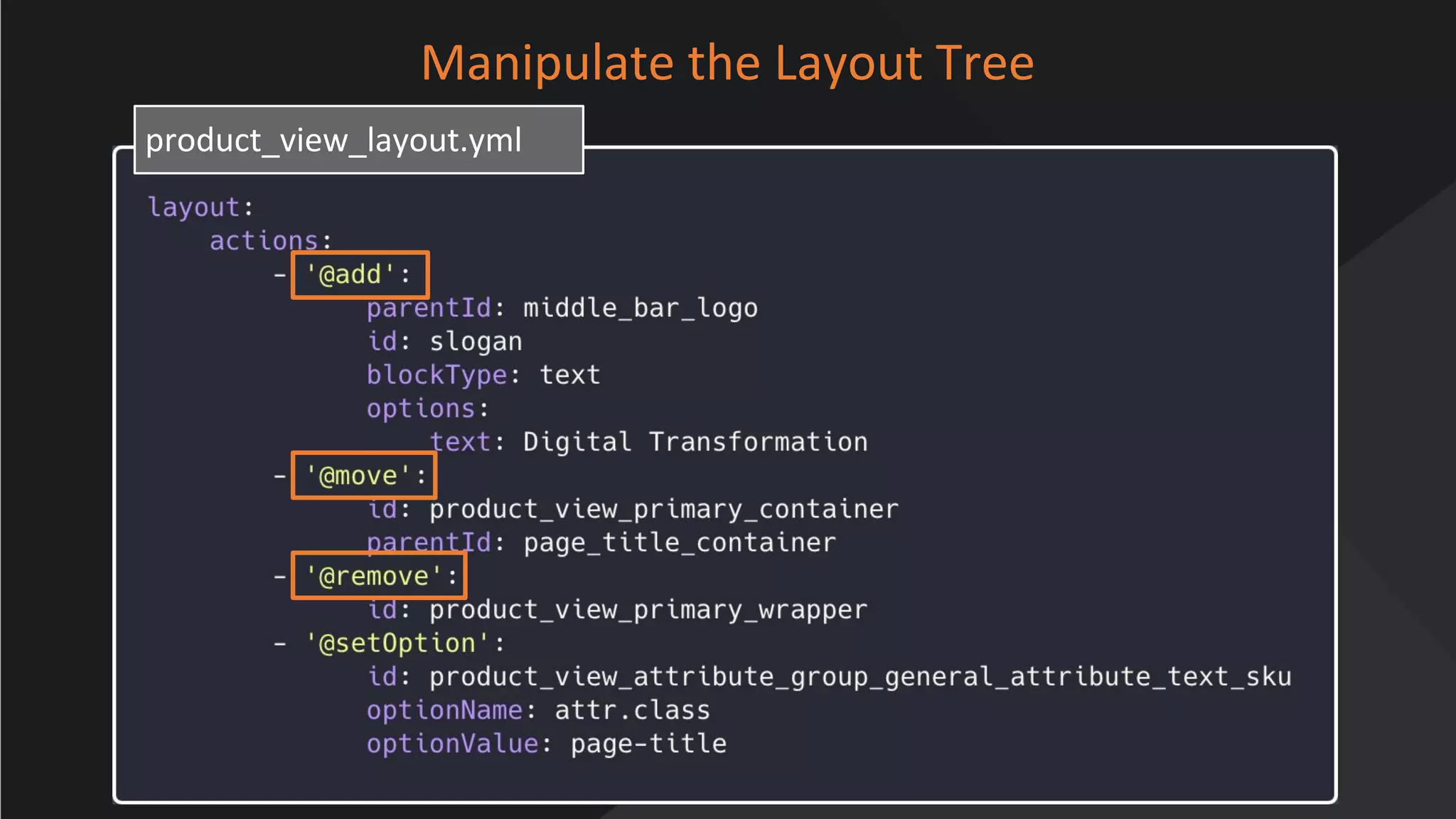 www.oroinc.com
Manipulate the Layout Tree
product_view_layout.yml
 